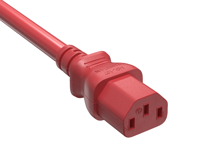 CompuCablePlusUSA IEC 60320 C13 Extension Jumper Power Cord Red Color.