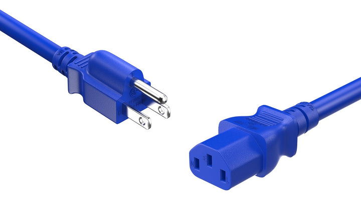 CompuCablePlusUSA NEMA 5-15P to IEC 60320 C13 North American Standard Power Cord Blue Color