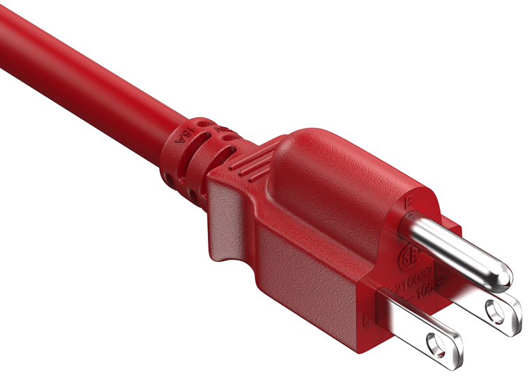 CompuCablePlusUSA NEMA 5-15P North American Standard Power Cord Red Color