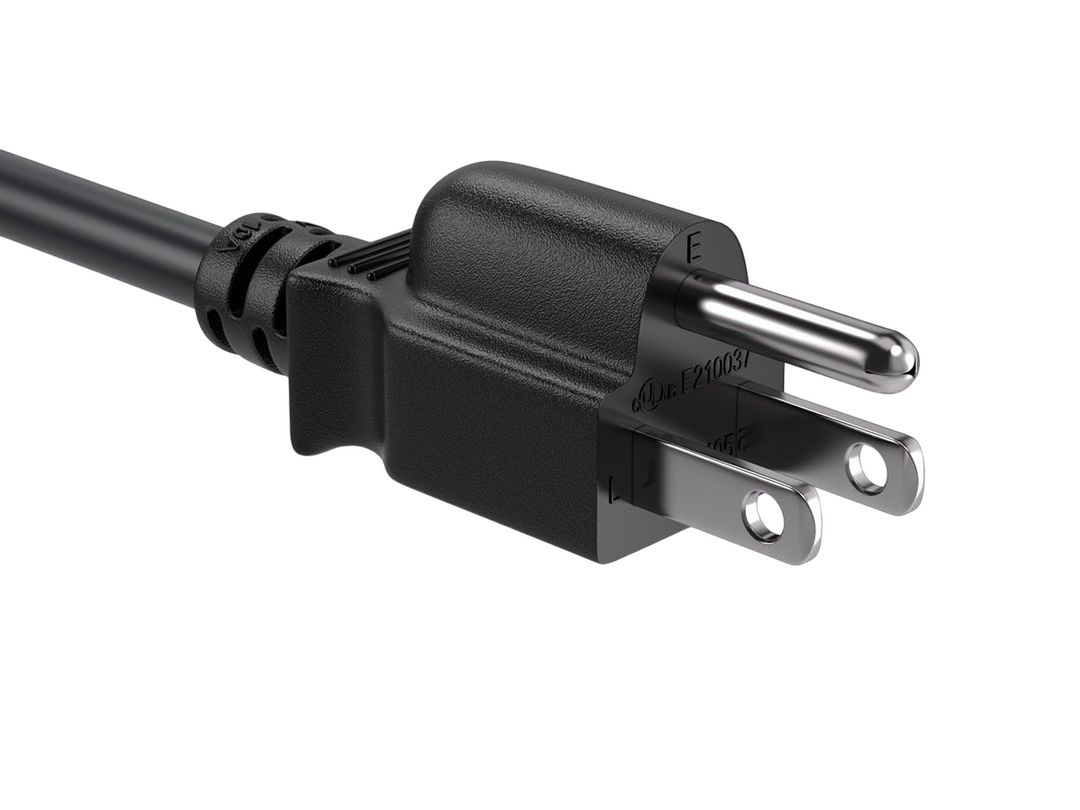 CompuCablePlusUSA NEMA 5-15P Shielded North American Standard Power Cord Black Color