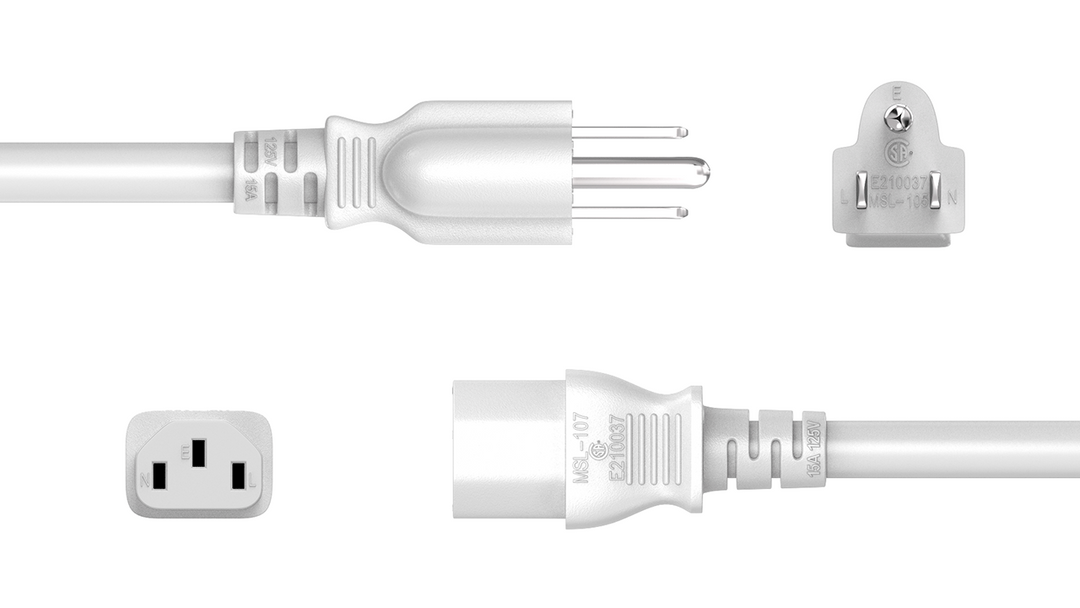 CompuCablePlusUSA NEMA 5-15P to IEC 60320 C13 North American Standard Power Cord 