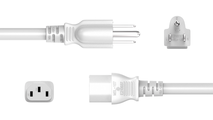 CompuCablePlusUSA NEMA 5-15P to IEC 60320 C13 North American Standard Power Cord 