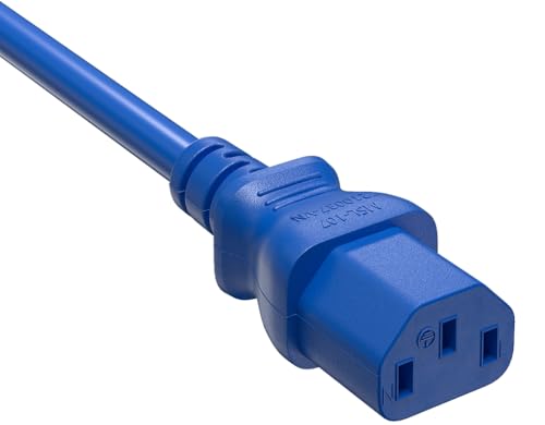 CompuCablePlusUSA.com C13 Extension Power Cord, 14AWG, Blue.