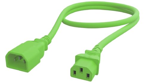 CompuCablePlusUSA.com C14 to C13 Extension Power Cord, 14AWG, Green Color.