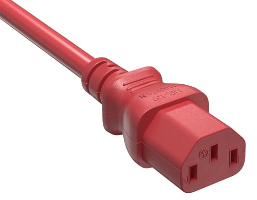 CompuCablePlusUSA.com C13 Extension Power Cord, 14AWG, Red.