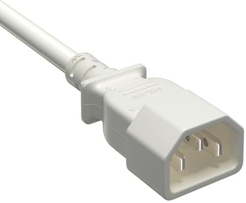 CompuCablePlusUSA.com C14 Extension Power Cord, 14AWG, White Color.