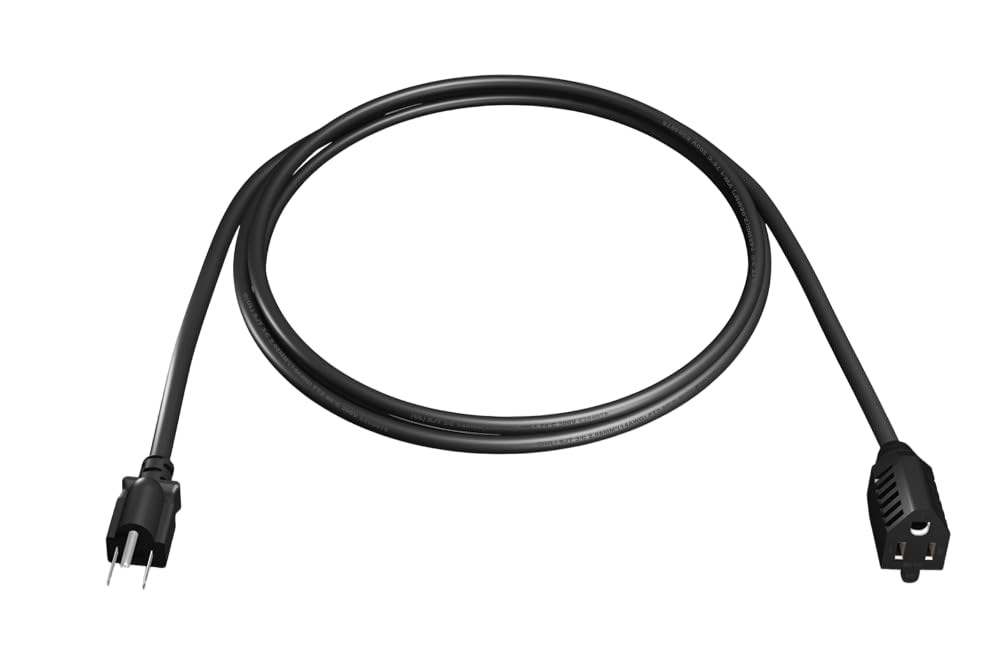 CompuCablePlusUSA.com NEMA 5-15P to 5-15R Power Extension Cord, 14AWG, Black Color.