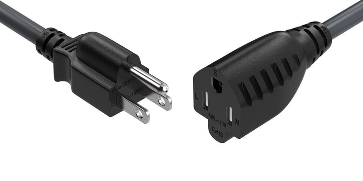 CompuCablePlusUSA.com NEMA 5-15P to 5-15R Outdoor Heavy-Duty Extension Cord, 14AWG, Black Color. 