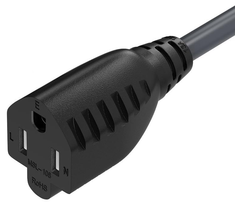 CompuCablePlusUSA.com NEMA 5-15R Outdoor Power Extension Cord, SJTW, 14 AWG, 15A/125V Black Color. 