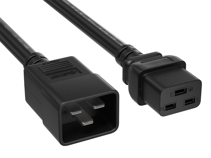 CompuCablePlusUSA IEC 60320 C20 to C19 Heavy Duty Extension Jumper Cord Black Color.