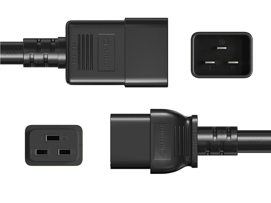 CompuCablePlusUSA IEC 60320 C20 to C19 Heavy Duty Extension Jumper Cord Black Color.