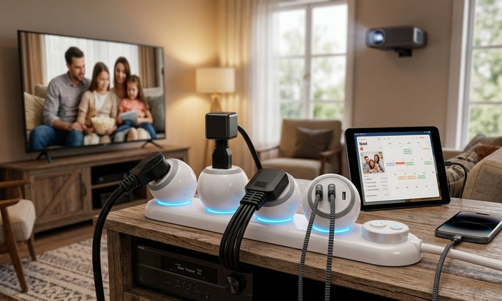 CompuCablePlusUSA Power Strip with 4 Total Outlets (3 NEMA 5-15R 360 Degree Rotating Outlets & 1 Module with 1 USB-A & 2 USB-C Ports)  