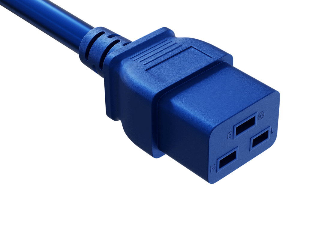 CompuCablePlusUSA IEC 60320 C19 Heavy Duty Data Center Jumper Cord Blue Color.