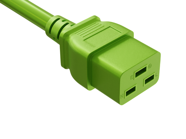 CompuCablePlusUSA IEC 60320 C19 Heavy Duty Data Center Jumper Cord Green Color.