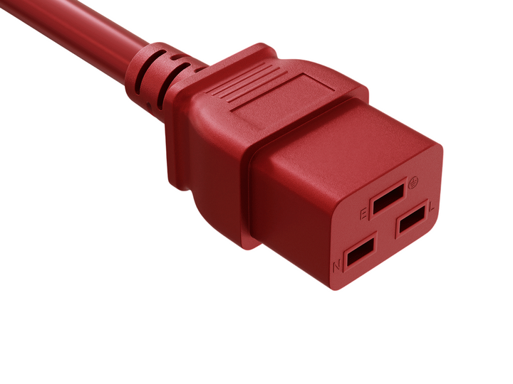 CompuCablePlusUSA IEC 60320 C19 Heavy Duty Data Center Jumper Cord Red Color.