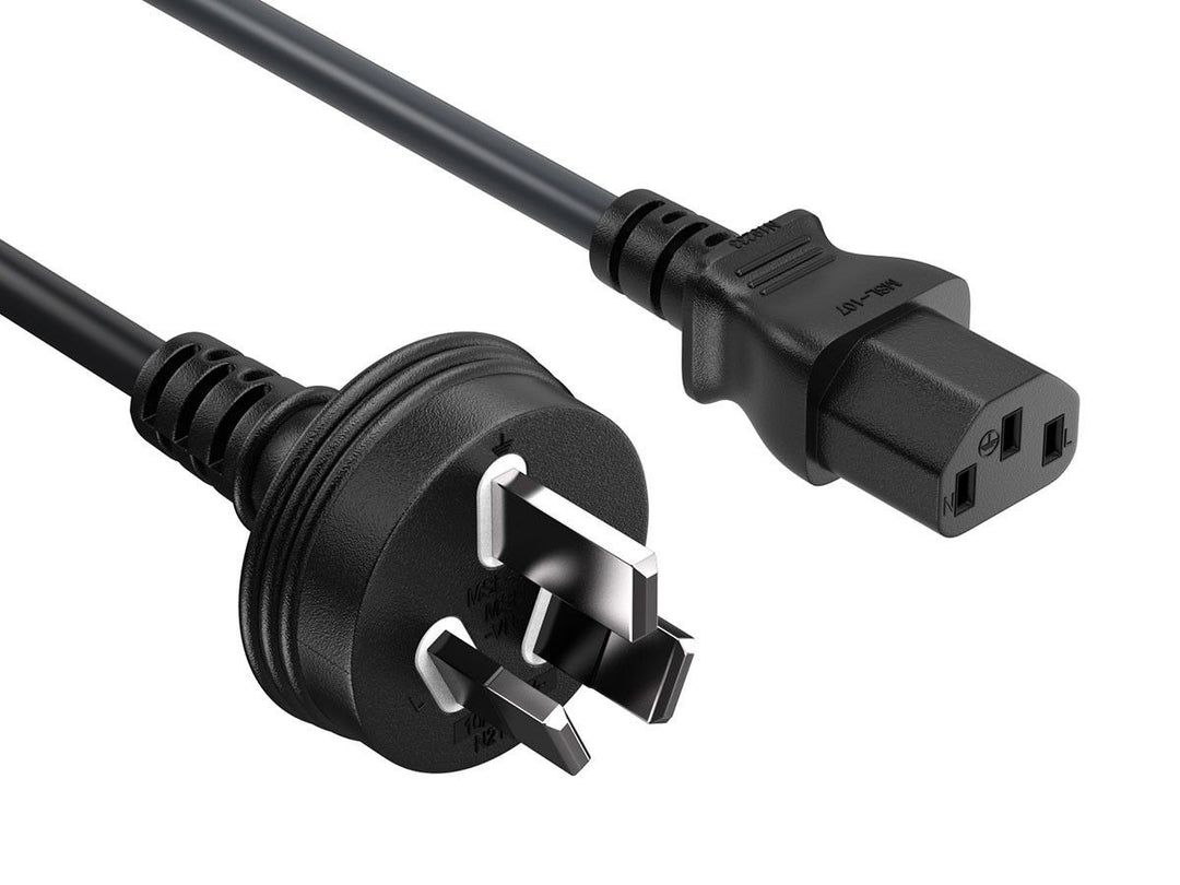 CompuCablePlusUSA AS/NZS 3112 to IEC 60320 C13 AC Power Cord Black Color.