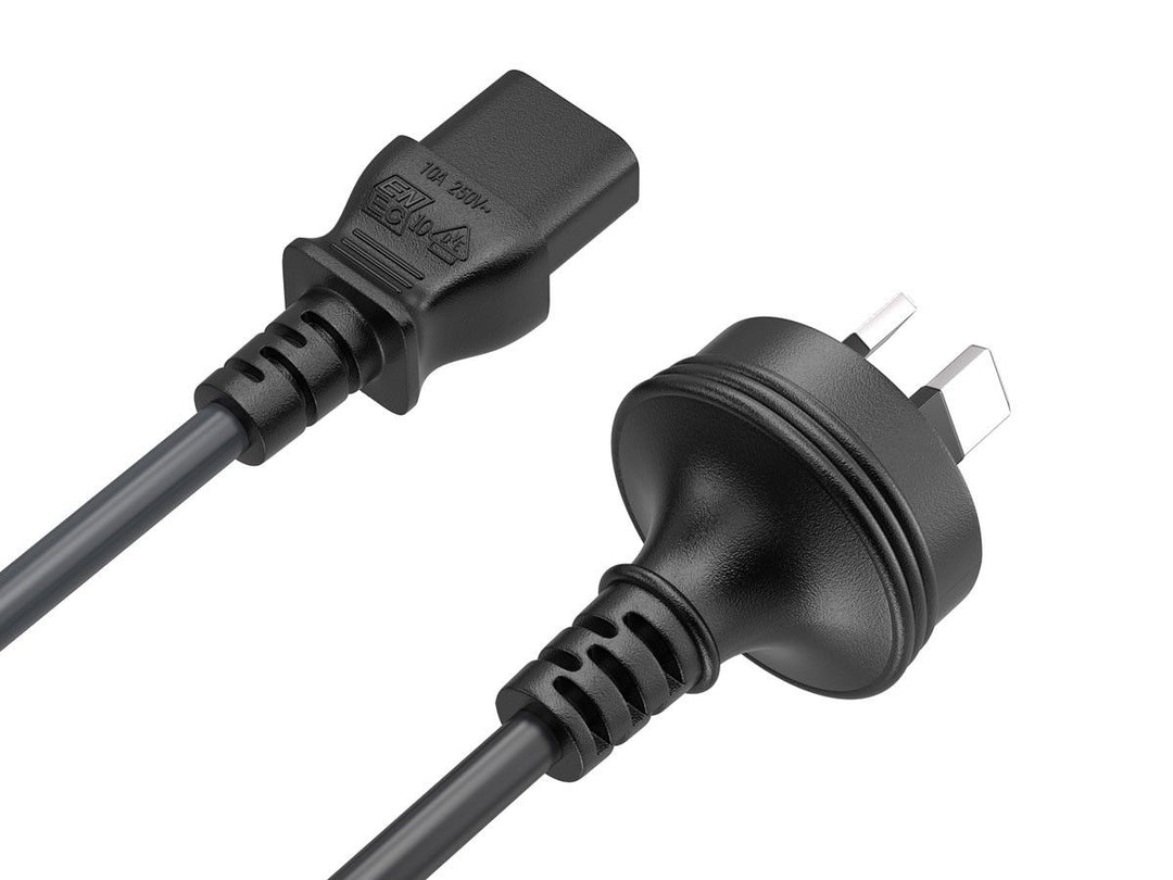 CompuCablePlusUSA AS/NZS 3112 to IEC 60320 C13 AC Power Cord Black color. 