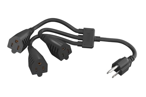 CompuCablePlusUSA.com NEMA 5-15P  to 5-15R x 3, Tripple Splitter Power Cord , Black.