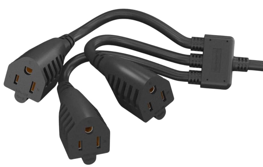 CompuCablePlusUSA.com NEMA 5-15R Tripple Splitter Power Cord - Black.