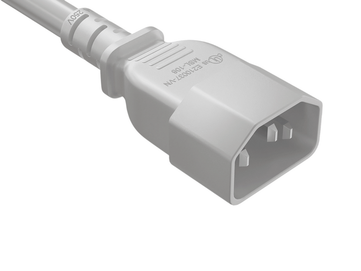 CompuCablePlusUSA IEC 60320 C14 Heavy Duty Data Center Jumper Cord White Color.