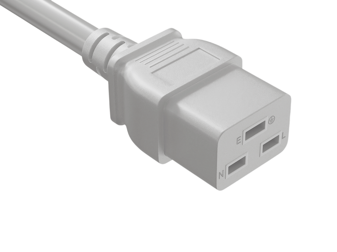 CompuCablePlusUSA IEC 60320 C19 Heavy Duty Data Center Jumper Cord White Color.