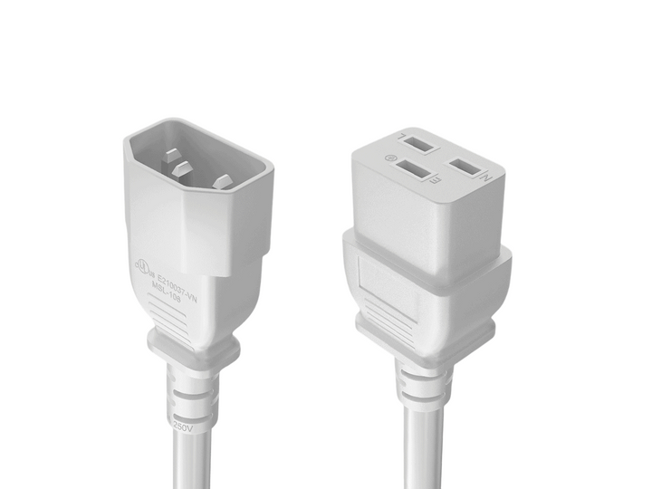 CompuCablePlusUSA IEC 60320 C14 to C19 Heavy Duty Data Center Jumper Cord White Color.