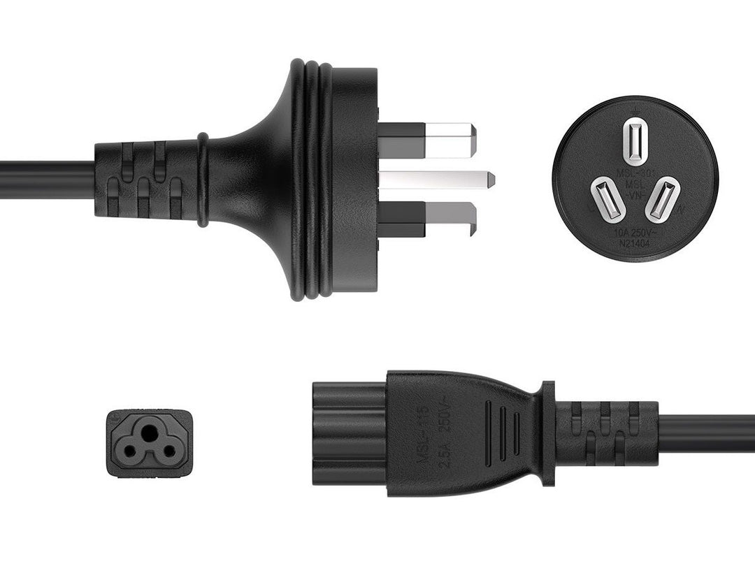 CompuCablePlusUSA AS/NZS 3112 to IEC-60320-C5 AC Power Cord Black Color.