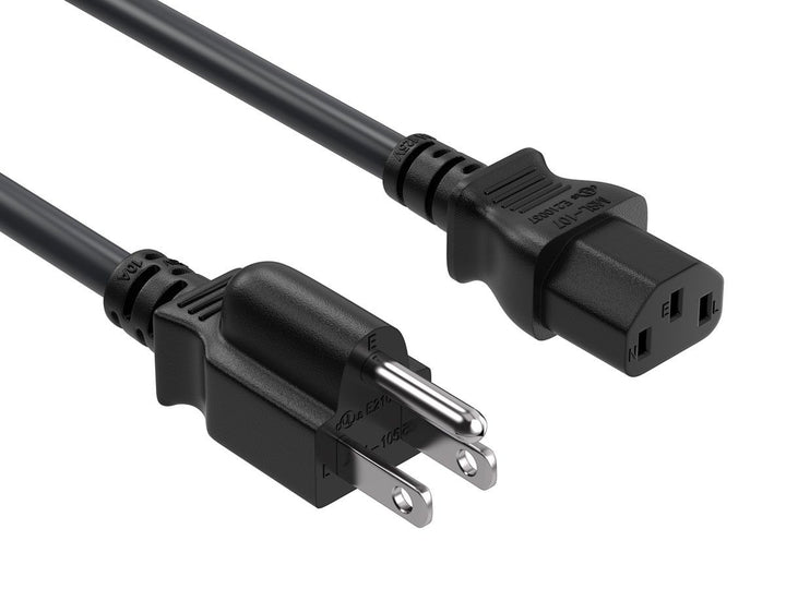 CompuCablePlusUSA NEMA 5-15P to IEC C13 North American Standard Power Cord Black Color