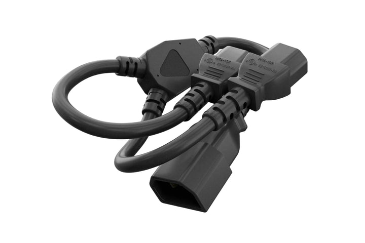 CompuCablePlusUSA.com IEC 60320 C14 to IEC 60320 C13 x 2 Y-Splitter Power Cord - Black.
