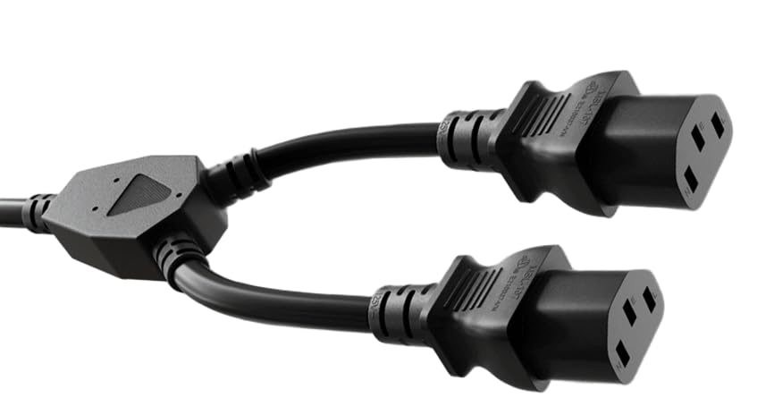 CompuCablePlusUSA.com IEC 60320 C13 x 2 Y-Splitter Power Cord - Black.