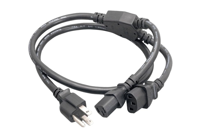 CompuCablePlusUSA.com NEMA 5-15P to IEC 60320 C13 x 2 Y-Splitter Power Cord - Black.