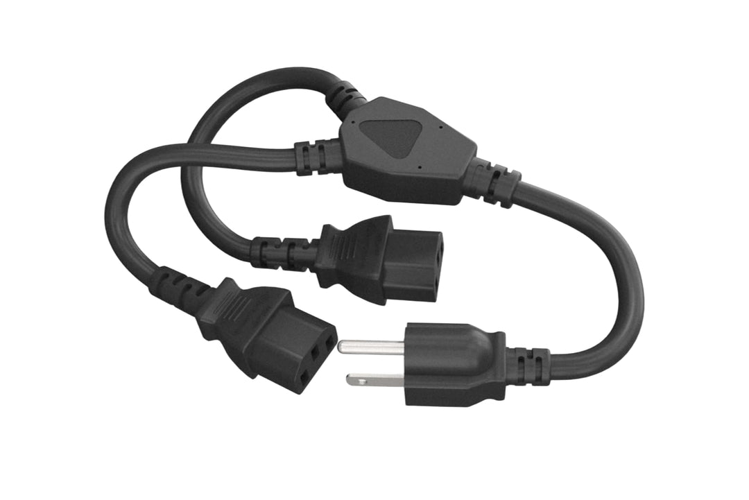 CompuCablePlusUSA.com NEMA 5-15P to IEC 60320 C13 x 2 Y-Splitter Power Cord - Black.