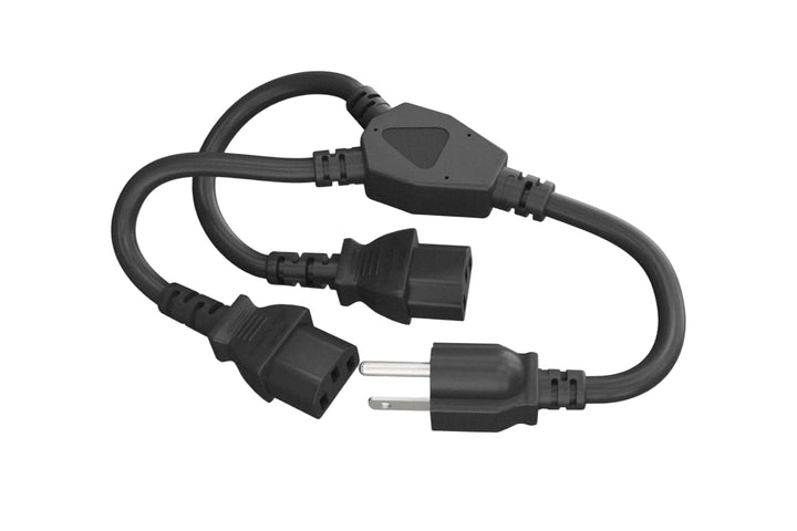 CompuCablePlusUSA.com NEMA 5-15P to IEC 60320 C13 x 2 Y-Splitter Power Cord - Black.