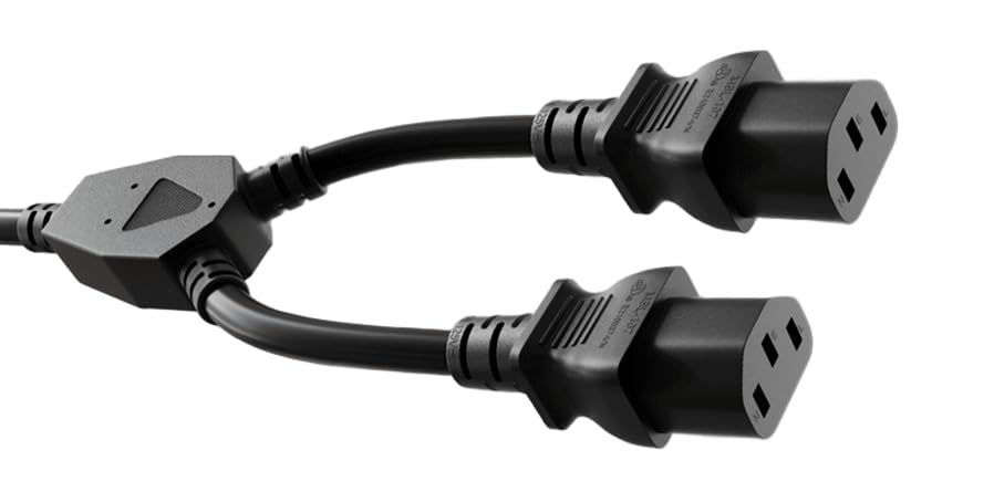 CompuCablePlusUSA.com IEC 60320 C13 x 2 Y-Splitter Power Cord, Black.