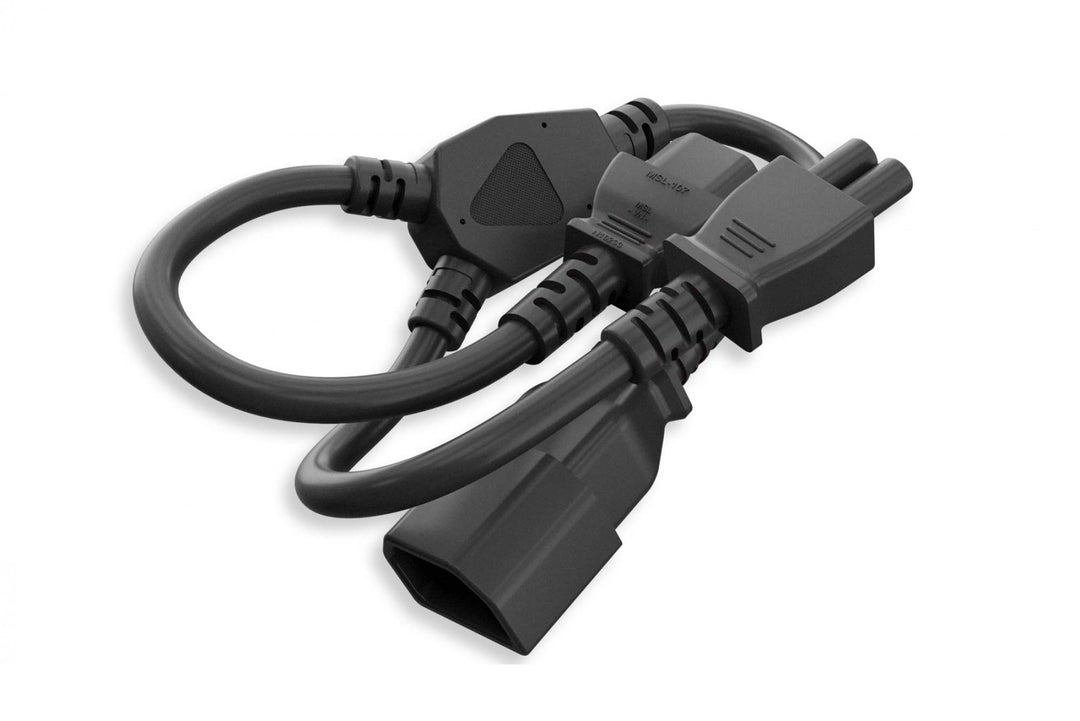 CompuCablePlusUSA.com IEC 60320-C14 to C13 & C5 Y-Splitter Power Cord, 18AWG, Black Color.
