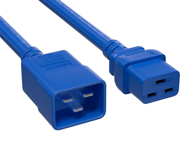 CompuCablePlusUSA IEC 60320 C20 to C19 Heavy Duty Extension Jumper Cord Blue Color.