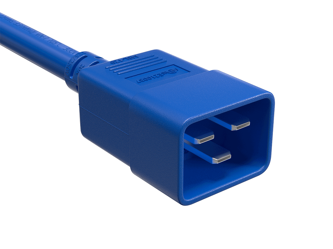 CompuCablePlusUSA IEC 60320 C20  Heavy Duty Extension Jumper Cord Blue Color.