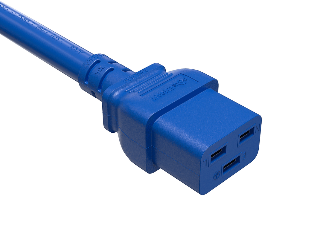 CompuCablePlusUSA IEC 60320 C19 Heavy Duty Extension Jumper Cord Blue Color.