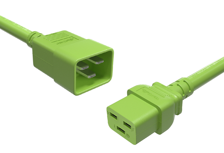 CompuCablePlusUSA IEC 60320 C20 to C19 Heavy Duty Extension Jumper Cord Green Color.