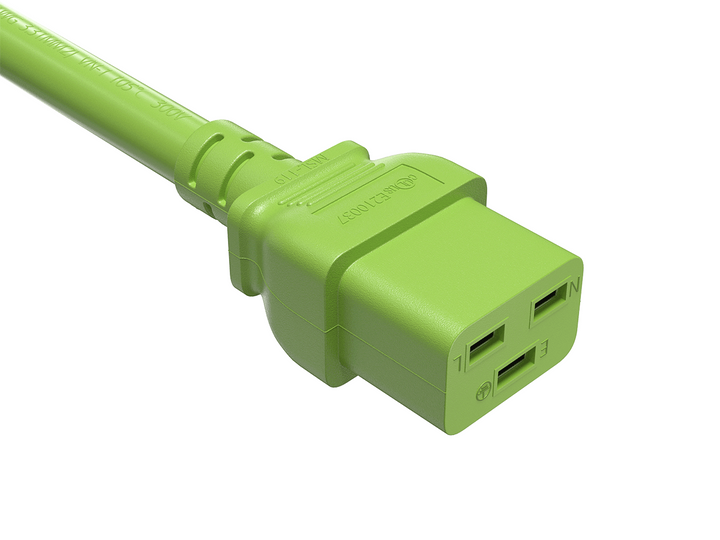 CompuCablePlusUSA IEC 60320 C19 Heavy Duty Extension Jumper Cord Green Color.