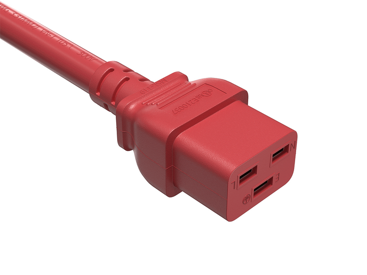 CompuCablePlusUSA IEC 60320 C19 Heavy Duty Extension Jumper Cord Red Color.