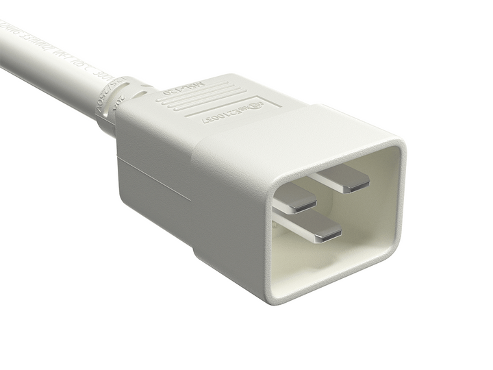 CompuCablePlusUSA IEC 60320 C20 Heavy Duty Extension Jumper Cord White Color.