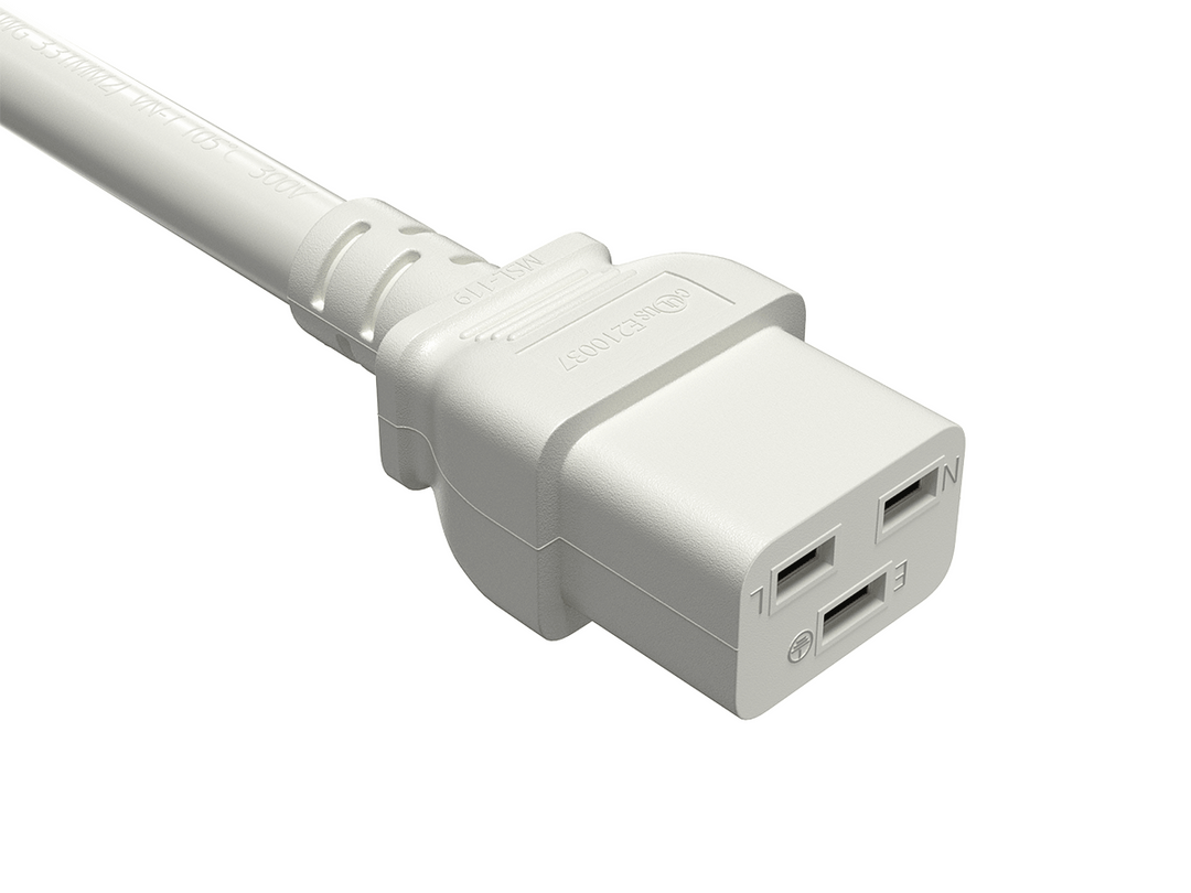 CompuCablePlusUSA IEC 60320 C19 Heavy Duty Extension Jumper Cord White Color.