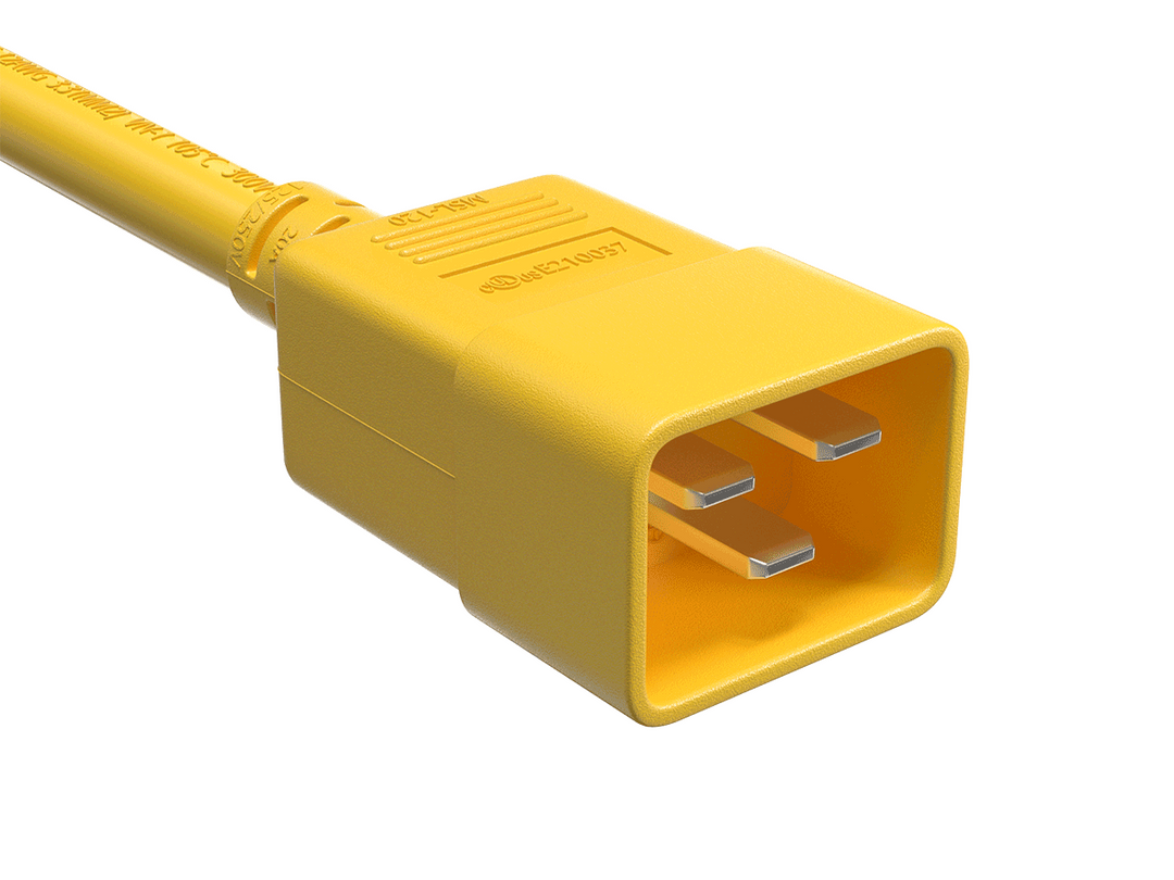 CompuCablePlusUSA IEC 60320 C20  Heavy Duty Extension Jumper Cord Yellow Color.