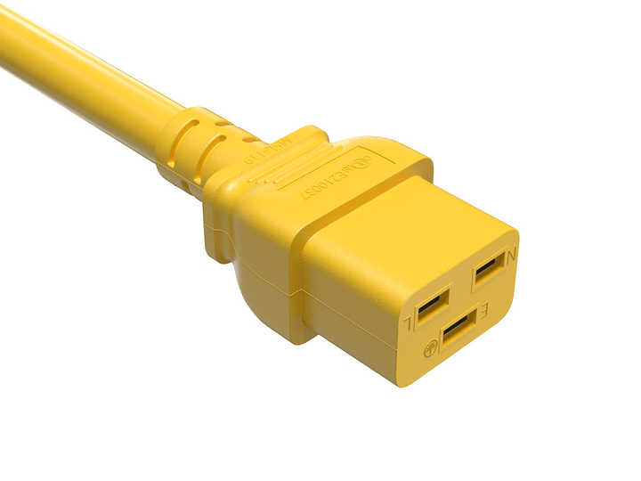 CompuCablePlusUSA IEC 60320 C19 Heavy Duty Extension Jumper Cord Yellow Color.