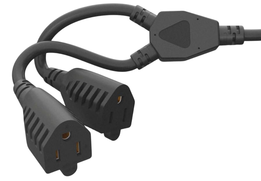 CompuCablePlusUSA.com NEMA 5-15R x 2, Y Splitter Power Cord - Black.