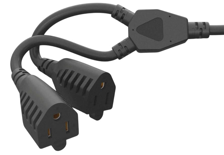 CompuCablePlusUSA.com NEMA 5-15R x 2, Y Splitter Power Cord - Black.