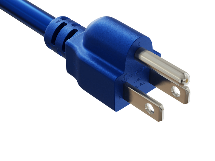 CompuCablePlusUSA NEMA 5-15P Heavy-Duty Power Cord Blue Color.