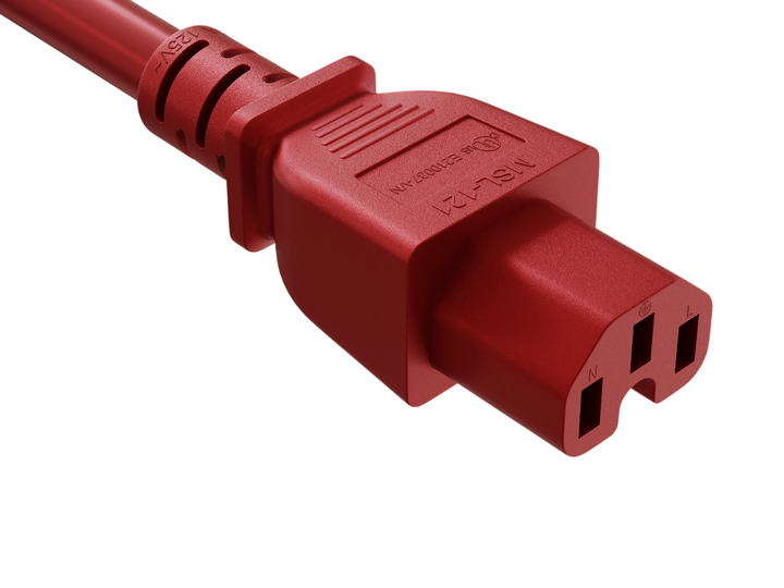 CompuCablePlusUSA IEC 60320 C15 Heavy-Duty Power Cord Red Color.