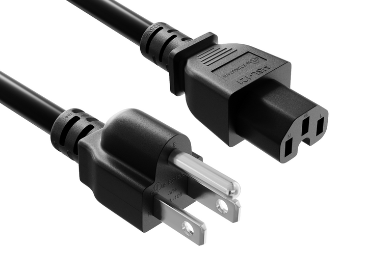 CompuCablePlusUSA NEMA 5-15P to IEC 60320 C15 Heavy-Duty Power Cord Black Color.